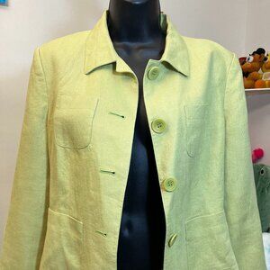 Talbots Irish Linen Lime Green Blazer Jacket Size 4